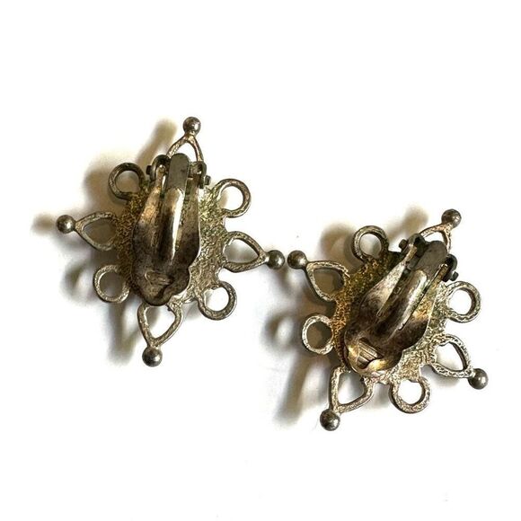 C.Stein silver tone and purple clip on earrings - Picture 4 of 8